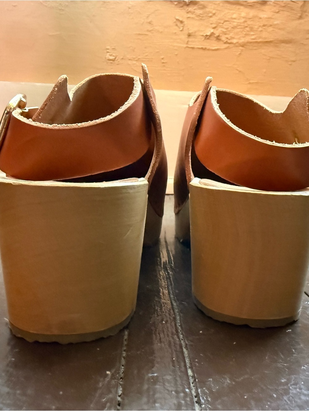 BRYR whiskey Leather Slingback block heel  Clog - Women's - Picture 3 of 5